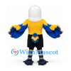 Eagle Mascot Costume with Yellow Jersey and Spread Blue Wings
