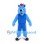 Wolf Mascot Costume in Blue with Red Crown and Sports Outfit