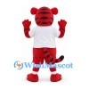Tiger Mascot Costume in Red with White Sports Shirt