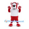 Tiger Mascot Costume in Red with White Sports Shirt