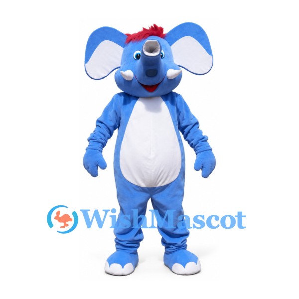 Elephant Mascot Costume in Blue with White Belly