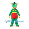 Dragon Mascot Costume with Black Hat and Green Yellow Outfit