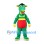 Dragon Mascot Costume with Black Hat and Green Yellow Outfit