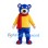 Bear Mascot Costume in Blue with Yellow Sweater and Red Scarf