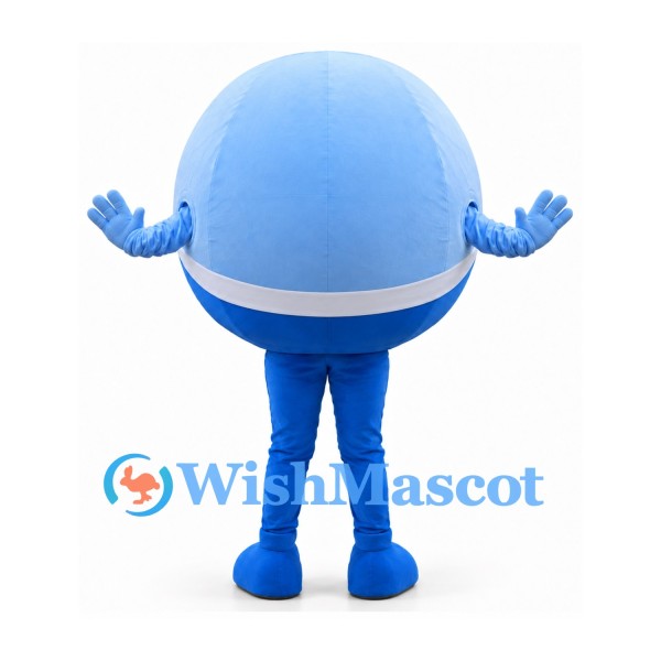 Ball Mascot Costume in Light Blue with White Belt Detail