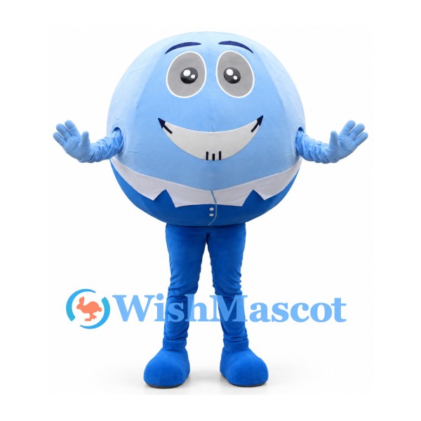 Ball Mascot Costume in Light Blue with White Belt Detail