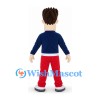 Man Mascot Costume with Navy Jacket and Red Pants