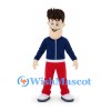 Man Mascot Costume with Navy Jacket and Red Pants