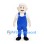 Worker Mascot Costume with White Cap and Blue Overalls