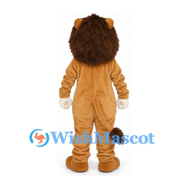 Lion Mascot Costume with Dark Brown Mane and Cream Belly