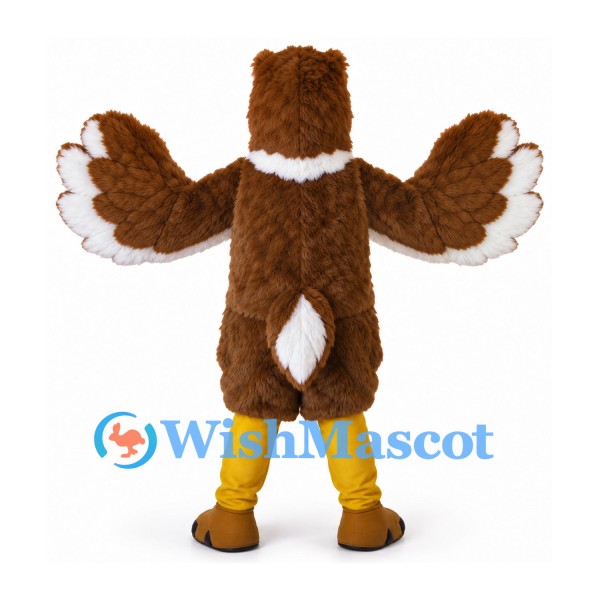 Eagle Mascot Costume in Brown and White with Spread Wings