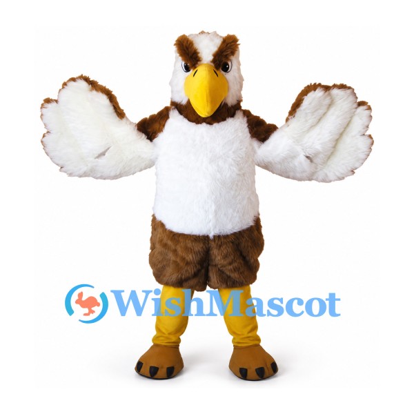 Eagle Mascot Costume in Brown and White with Spread Wings