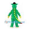 Dragon Mascot Costume with Black Hat and Yellow Back Spikes