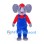 Elephant Mascot Costume in Gray with Blue Overalls