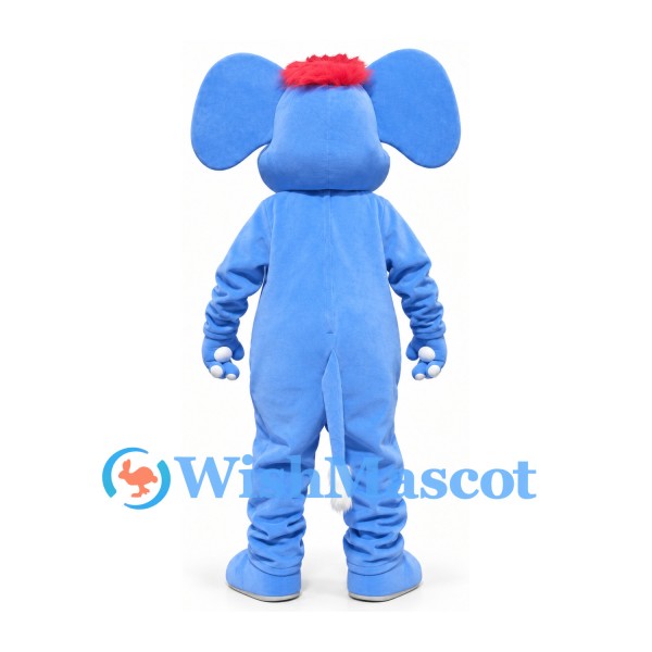 Elephant Mascot Costume in Light Blue with Long Trunk