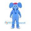 Elephant Mascot Costume in Light Blue with Long Trunk