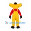 Mouse Mascot Costume with Red Shirt and Yellow Overalls