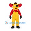 Mouse Mascot Costume with Red Shirt and Yellow Overalls