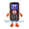Mobile Phone Mascot Costume in Orange with No Phone Symbol