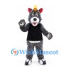 Wolf Mascot Costume in Gray with Black Shirt and Yellow Mohawk