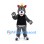 Wolf Mascot Costume in Gray with Black Shirt and Yellow Mohawk