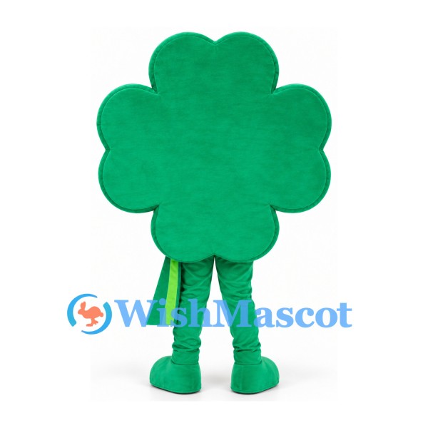 Shamrock Mascot Costume in Green with Yellow Outline