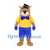 Cat Mascot Costume with Black Hat and Blue Bow Tie