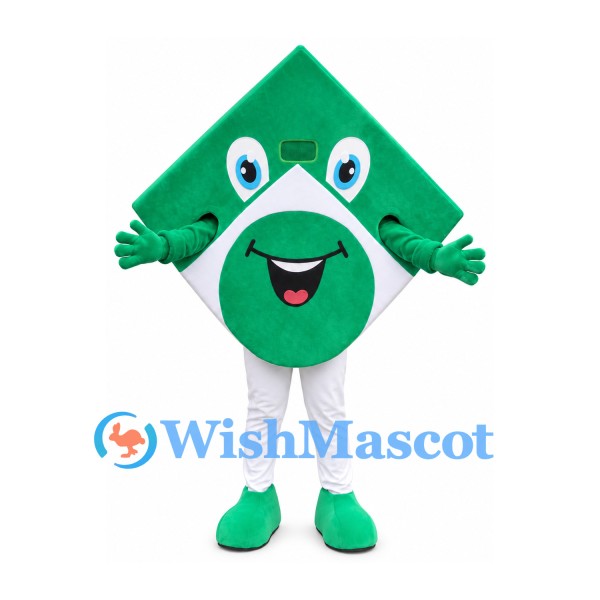 Arrow Mascot Costume in Green with White Curved Stripe