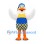 Duck Mascot Costume with Blue Helmet and Checkered Overalls