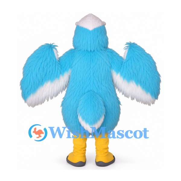 Eagle Mascot Costume in Pale Blue and White with Yellow Feet