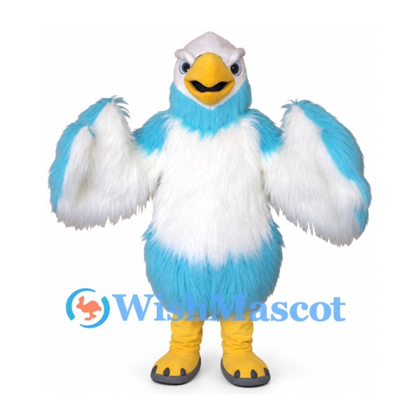 Eagle Mascot Costume in Pale Blue and White with Yellow Feet