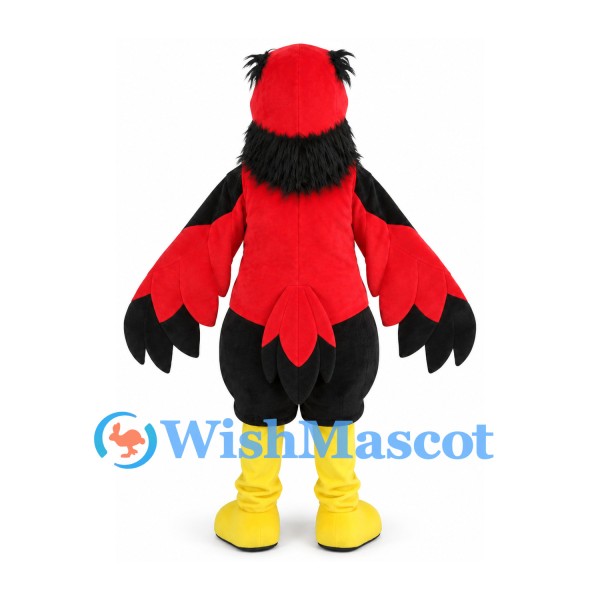 Cardinal Mascot Costume in Red with Black Neck and Wings