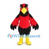 Cardinal Mascot Costume in Red with Black Neck and Wings