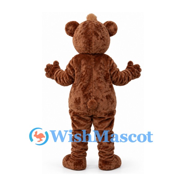 Teddy Bear Mascot Costume with Brown Plush and Cream Belly