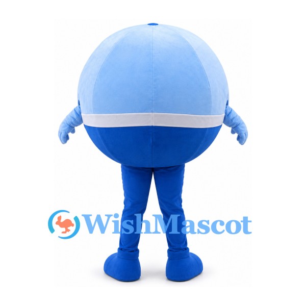 Ball Mascot Costume in Pale Blue with Smiling Face