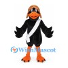 Crow Mascot Costume with Brown Helmet and White Shoulder Strap