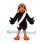 Crow Mascot Costume with Brown Helmet and White Shoulder Strap