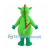 Dragon Mascot Costume in Green with Red Spines and Gray Belly