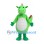 Dragon Mascot Costume in Green with Red Spines and Gray Belly