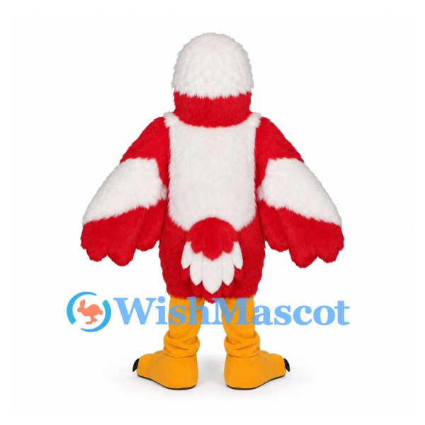 Eagle Mascot Costume in Red and White with Wide Feathered Wings