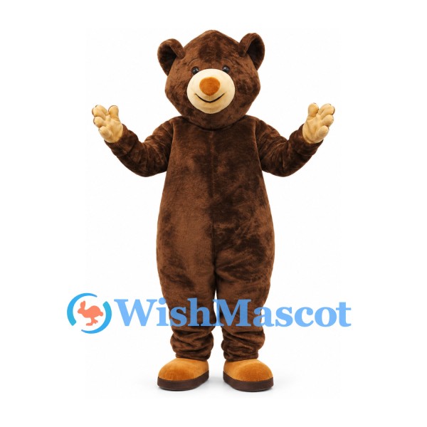 Teddy Bear Mascot Costume in Dark Brown with Beige Muzzle