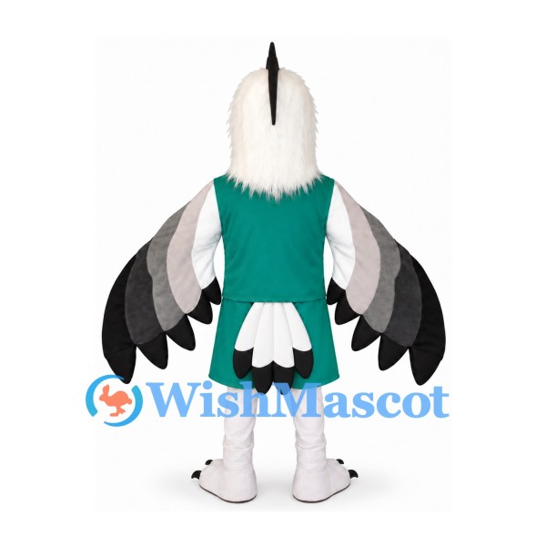 Eagle Mascot Costume with Teal Jersey and Black Gray Wings
