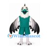 Eagle Mascot Costume with Teal Jersey and Black Gray Wings