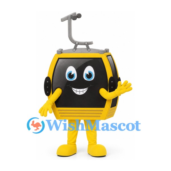 Cable Car Mascot Costume in Yellow and Black