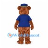 Bear Mascot Costume with Navy Uniform and Checkered Cap