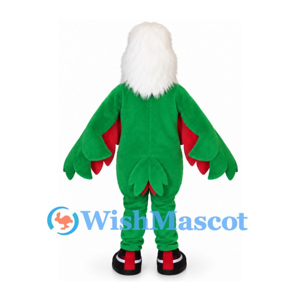 Parrot Mascot Costume with Green Wings and Red White Chest
