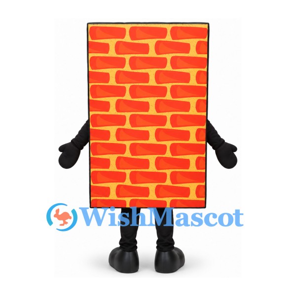 Brick Wall Mascot Costume in Red and Yellow
