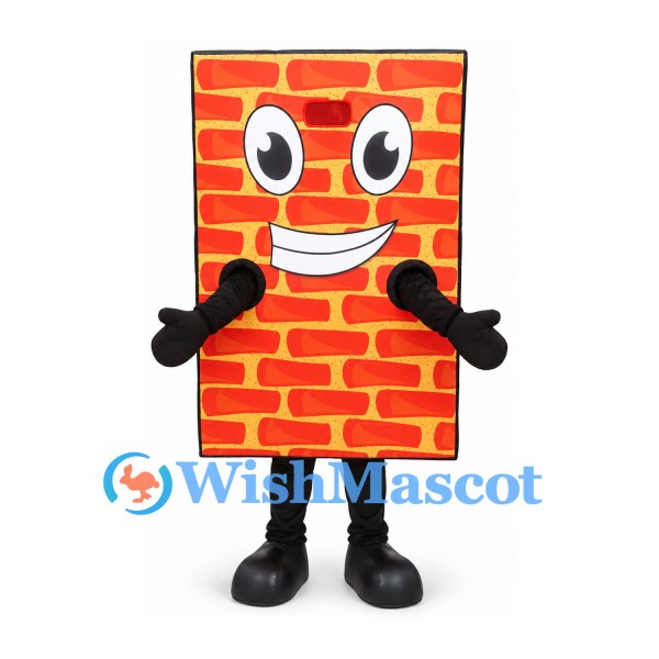 Brick Wall Mascot Costume in Red and Yellow