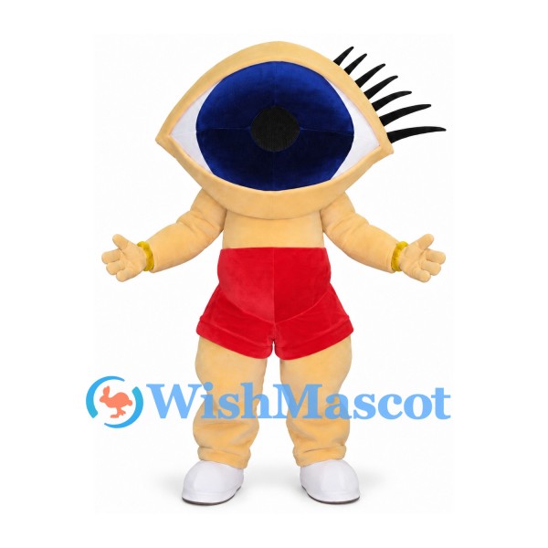 Eye Mascot Costume with Blue Iris and Red Shorts