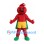 Tomato Superhero Mascot Costume with Green Cape and Yellow Shorts